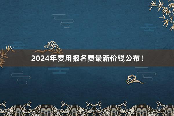 2024年委用报名费最新价钱公布！