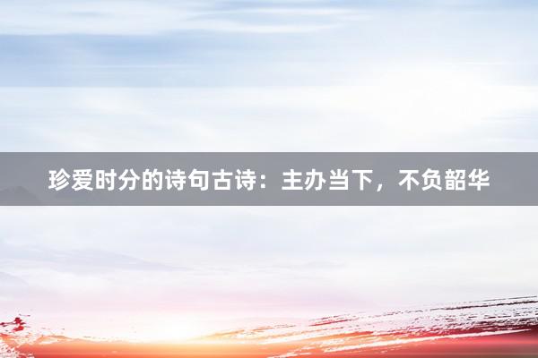 珍爱时分的诗句古诗：主办当下，不负韶华