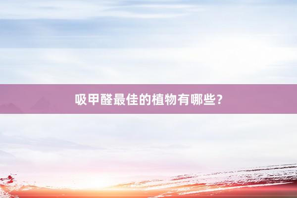 吸甲醛最佳的植物有哪些？